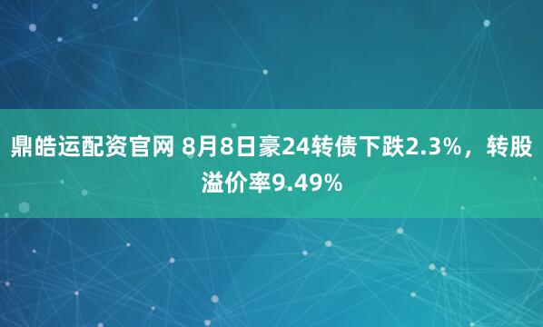 鼎皓运配资官网 8月8日豪24转债下跌2.3%,转股溢价率9.49%